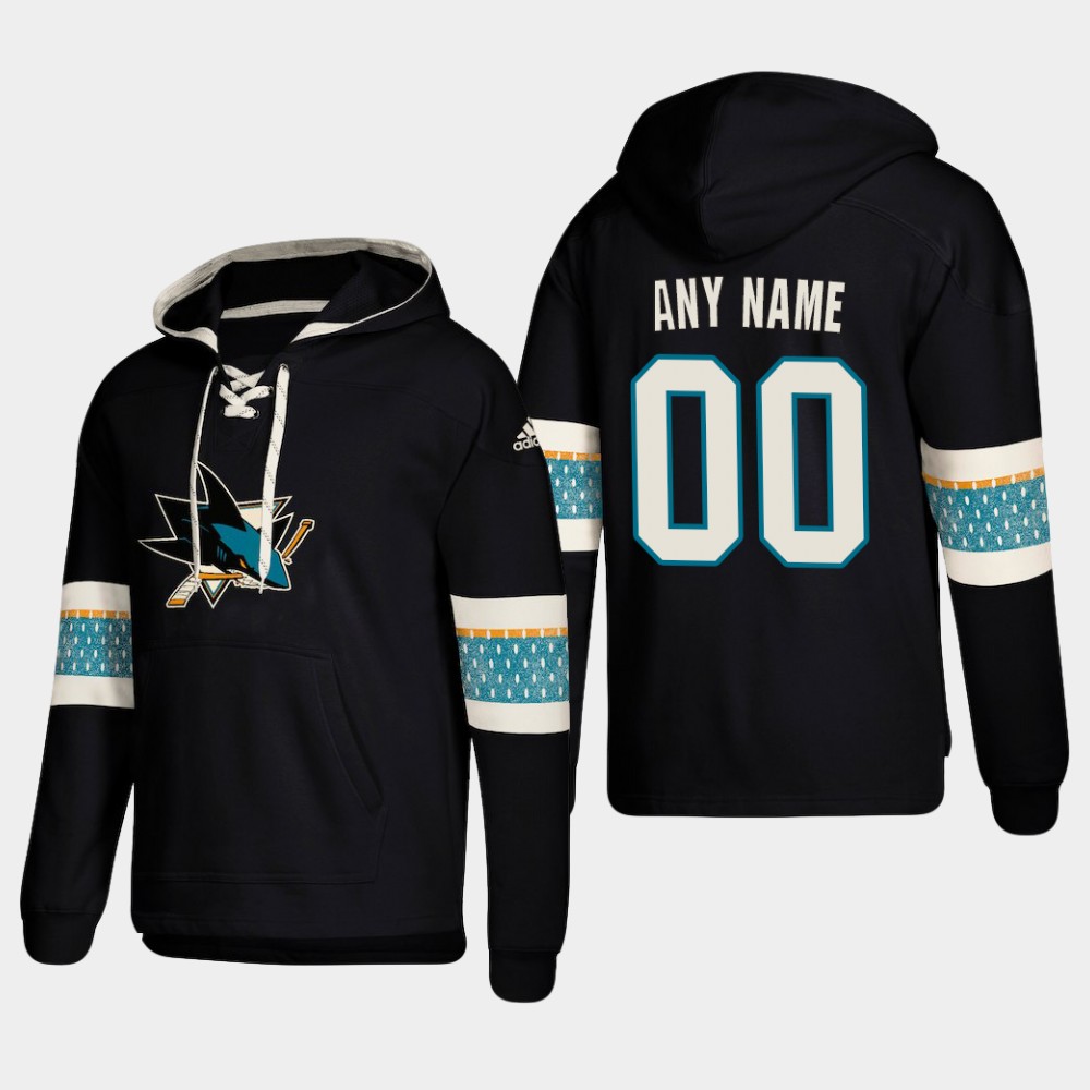 Men NHL San Jose Sharks Custom Pullover Hoodie Black jerseys->customized nhl jersey->Custom Jersey